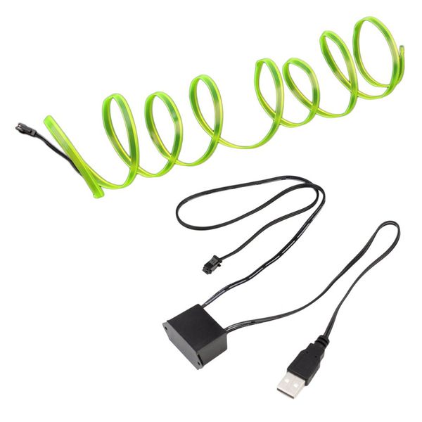 

5m led el light neon rope car dance glow light strip + 3v/12v controller usb drive car decoration styling party decor