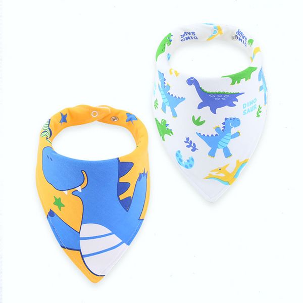 

baby cotton triangle towel napkin non-fluorescent baby bib children's saliva towel snap bib printing embroidery knitting cartoon style