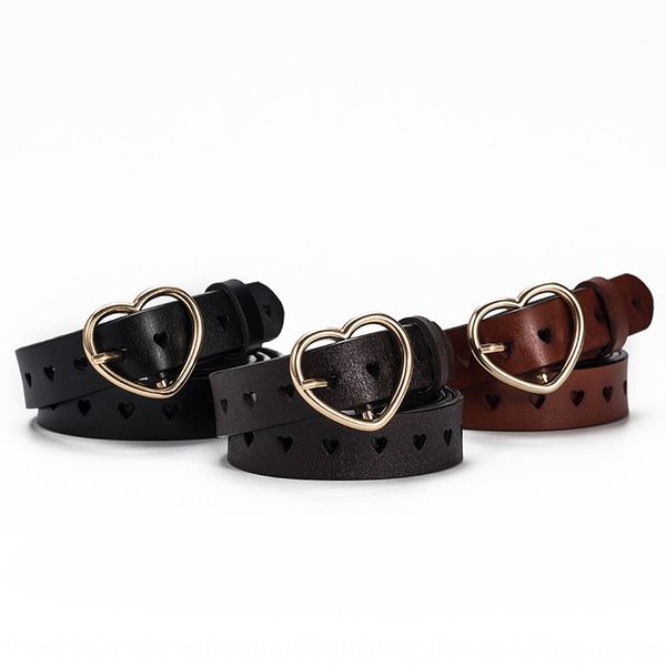 

women's genuine leather casual pin buckle simple all-match pin love hollow decorative belt student belt, Black;brown