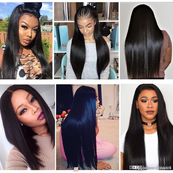 

прямые кружевные передние высокотемпературные проволочные парики длинный короткий боб швейцарский кружевной фронтальный парик, Black