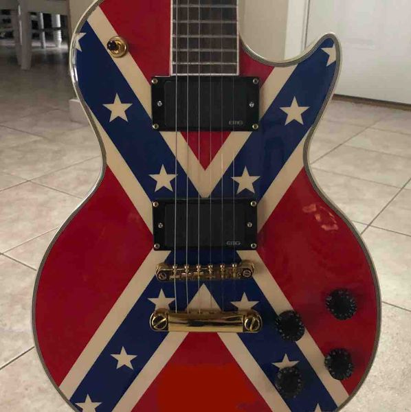 

Cu tom hop zakk wylde rebel flag 04 vo ignature electric guitar black peed knob gold grover tuilp tuner emg pickup