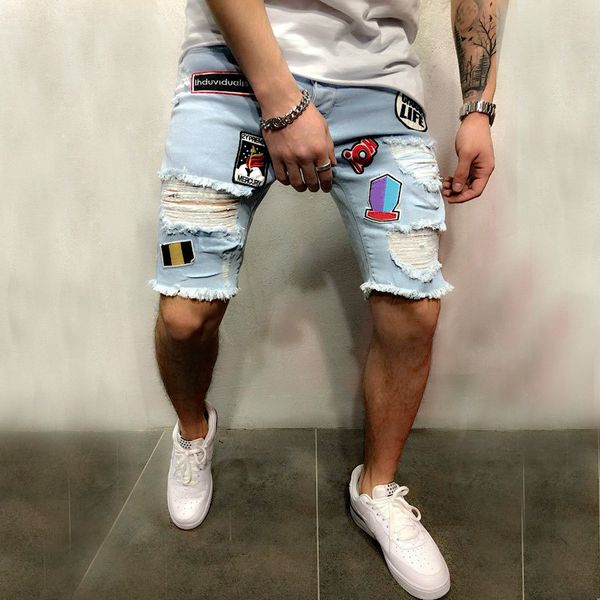 

mens конструктора ripped печати короткие джинсы марка одежда бермудские bd лето хлопок шорты дышащий denim шорты мужской дизайнер, White;black