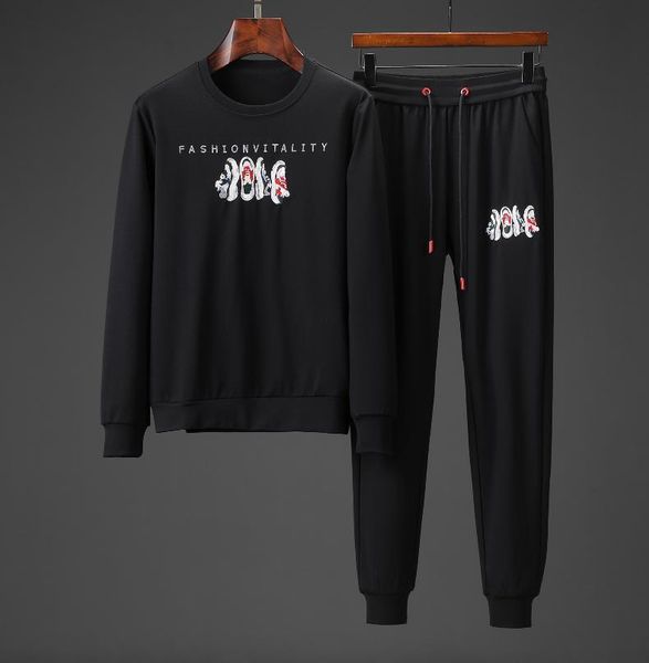 

mens luxury tracksuits jogger men brand pants style two pieces fashion street styles o neck long sleeve pant letter clothing high quality, Gray