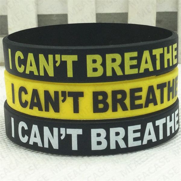 

black lives matter wristband letters print i can't breathe silicone bracelet wristbands rubber bangles bracelets sports party decors d7, Blue