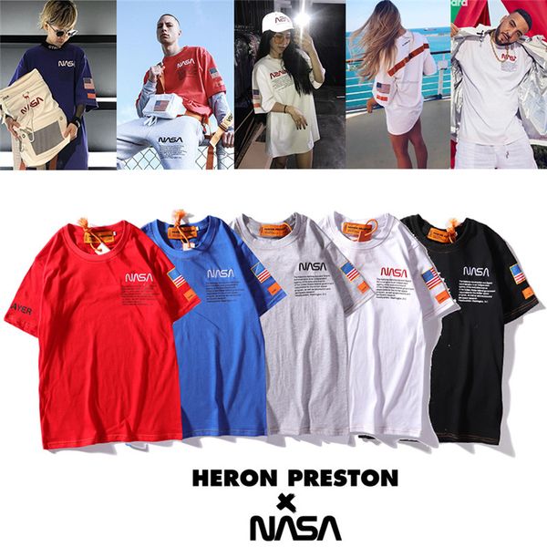 

NASA X Heron Preston Фирменная футболка Мужские летние футболки с коротким рукавом Мужски