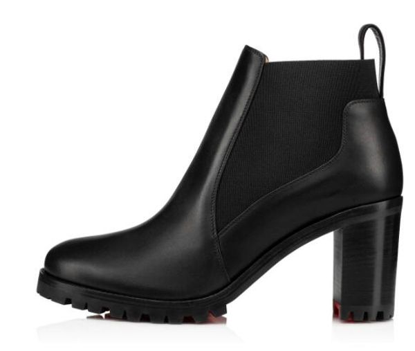 macadamia calfskin red sole biker platform booties