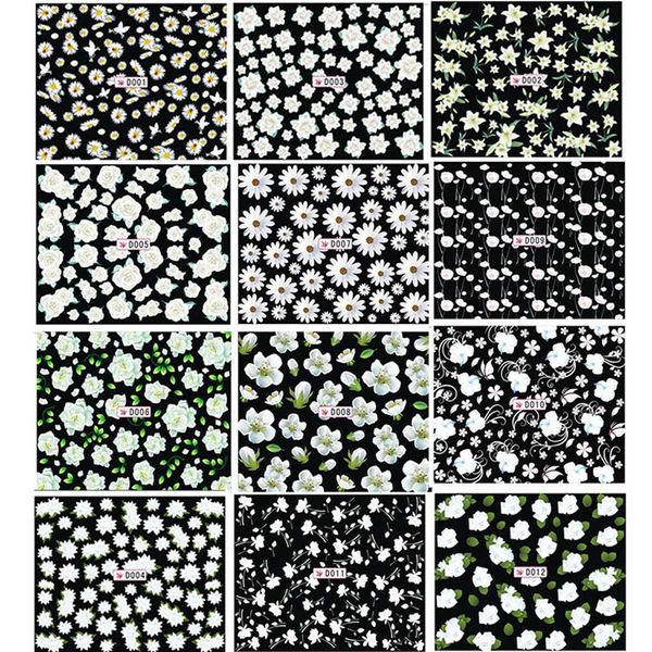 

nail art water decals transfer stickers splendid flower manicure decoration tips, Black