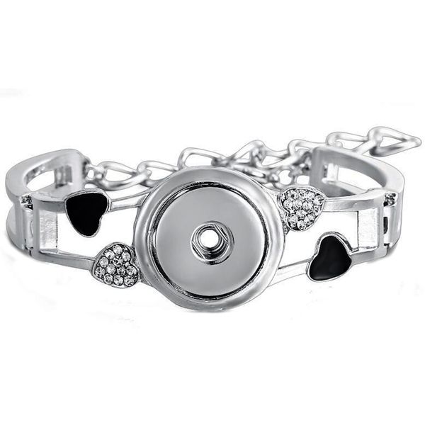 

2019 heart snap bracelets for 18 mm snaps adjustable snap button bracelet metal european & american charms bracelet for women, Golden;silver