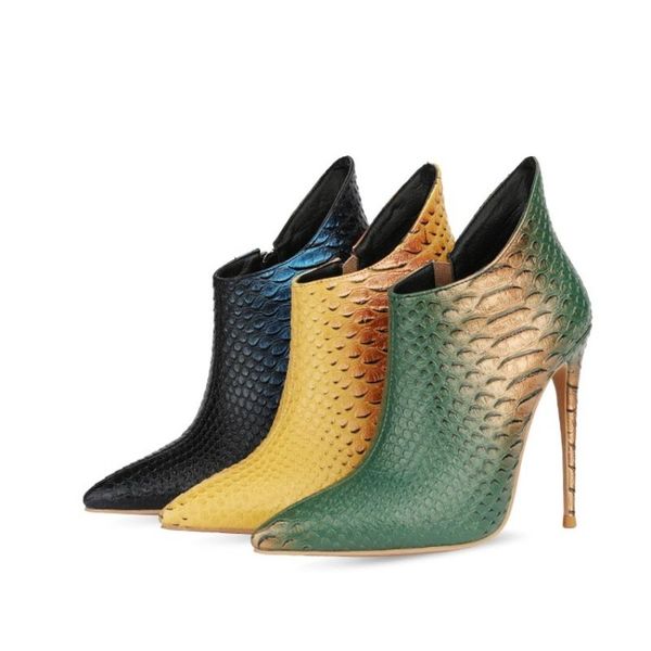 

pointed toe high heel booties large fashion female high-heeled boots young ladies 12cm ankle boots winter zapatos de mujer, Black