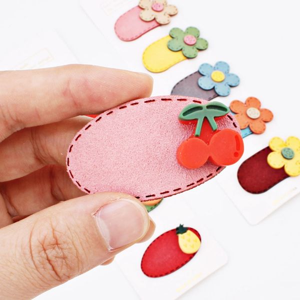 

5pcs/set korean lovely children hairpin cute cartoon fruit flower edge clip hairpins for girl sweet hair accessories, Slivery;white