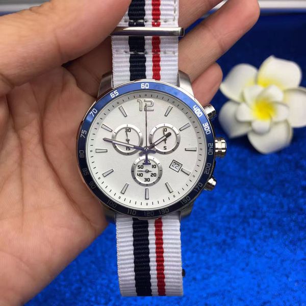 

wholesale quickster t095 round tachymeter chronograph quartz japan multicolor fabric strap nato nylon men watch wristwatches mens watches, Slivery;brown