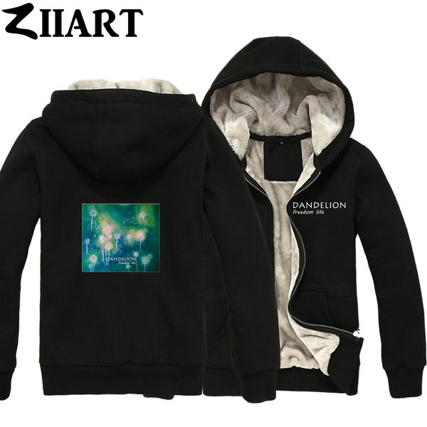 

dandelion seeds om life taraxacum green plant boys man plus velvet parkas couple clothes ziiart, Black