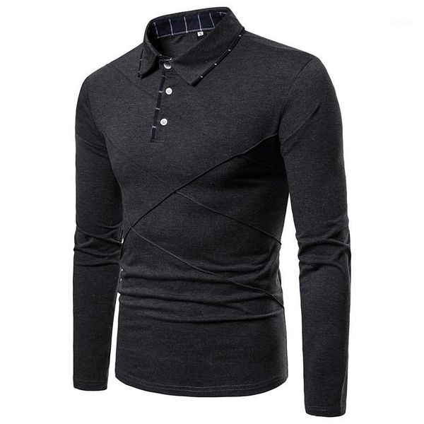 

polo casual solid colors loose designer fashion mens polo spring long sleeve large size, White;black