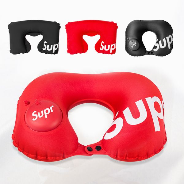 

sup human air neck pillow milk silk fabric portable press air inflatable u pillow for travel nap 404