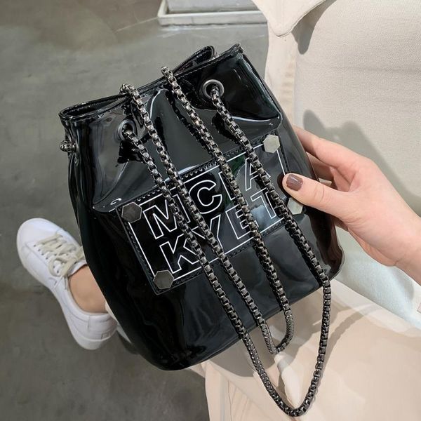 

fashion bucket women's shoulder bag messenger crossbody bags for women 2019 patent leathergirl chain soft small women bag