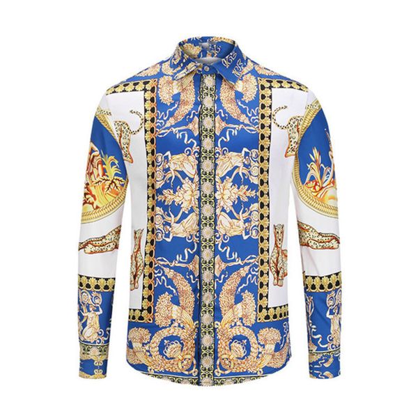 

абсолютно новый мужской 2020 роскошь дизайнер одежда платье рубашки модные повседневные рубашки рубашки медуза золото цветочный принт притал, White;black