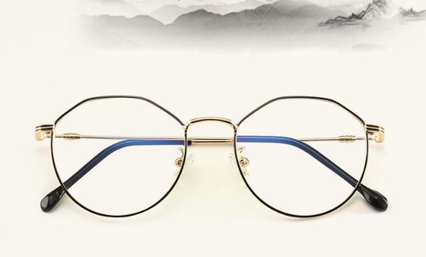 

anti-blue glasses ultra-light metal glass frame male irregular flat mirror female, White;black