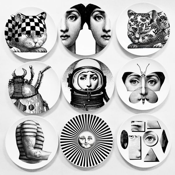 

8 inches creative design fornasetti wall hanging decorative plate retro european elegant style kitchen decoration plates home