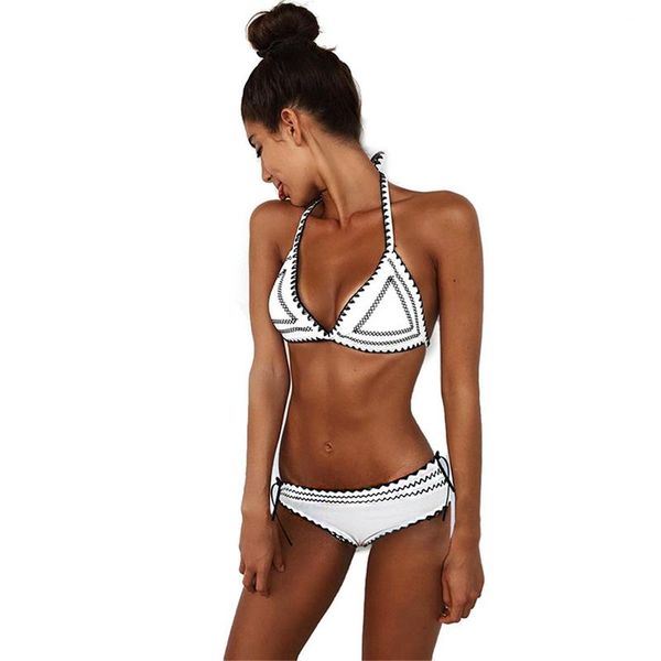 

bikinis black white with bandage two piece swimsuit bikini bikini 2020 cross patchwork women swimwear swimsuit, White;black