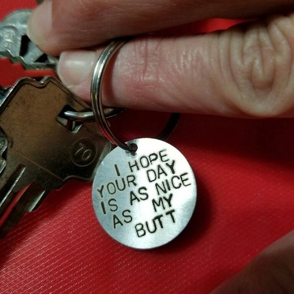 

personality pendant keychain i hope your day is as nice as my butt family i love you keyring couple gifts parenting jewelry, Silver