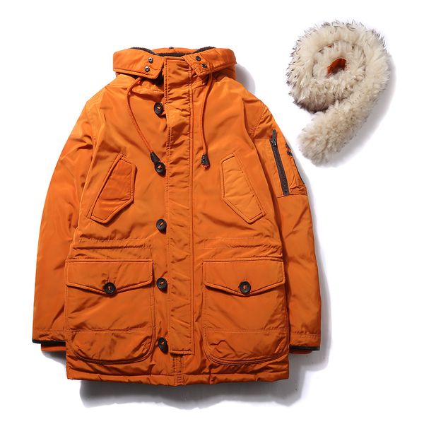 

2019 new brand clothing jackets thick keep warm men is down jacket fur collar hooded down jacket winter coat male, Black
