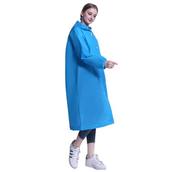 

women men easy carry semi-transparent eva corrosion resistant raincoat camping hiking hooded travel portable split type, Blue;black
