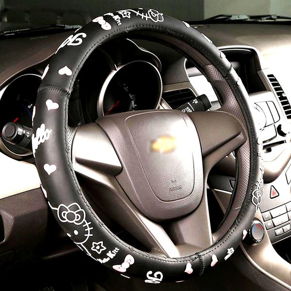 Pink Cat Car Accessories Cartoon Steering Wheel Cover For Auto Interior Decoration Latex Universal Steering Wheel Covers 38cm Cool Steering Wheel
