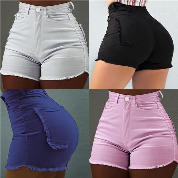 

shorts fashion solid color high waist skinny jean shorts summer women designer clothes 20ss womens designer, Black;white