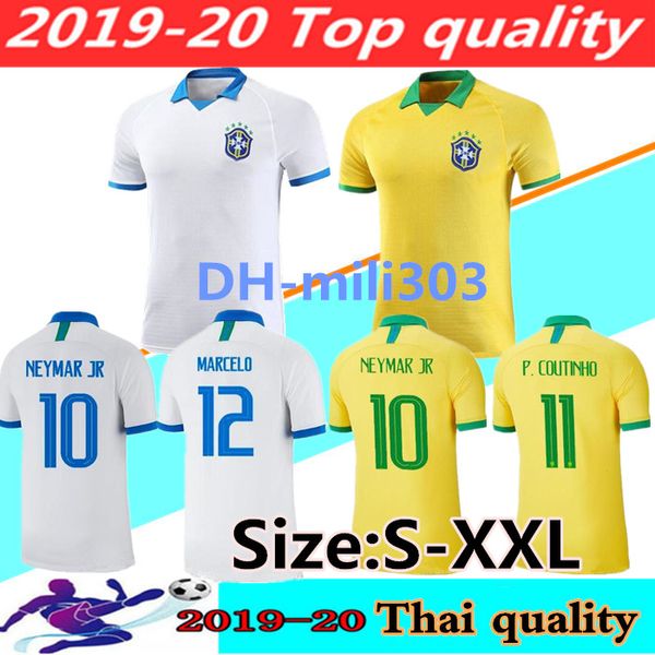 2019 New 2019 2020 Brazil Soccer Jersey Uniform 1920 Coutinho Firmino Marcelo Adult Home And Away Shirt Kids Kit Football Kit Shirts From Mili303