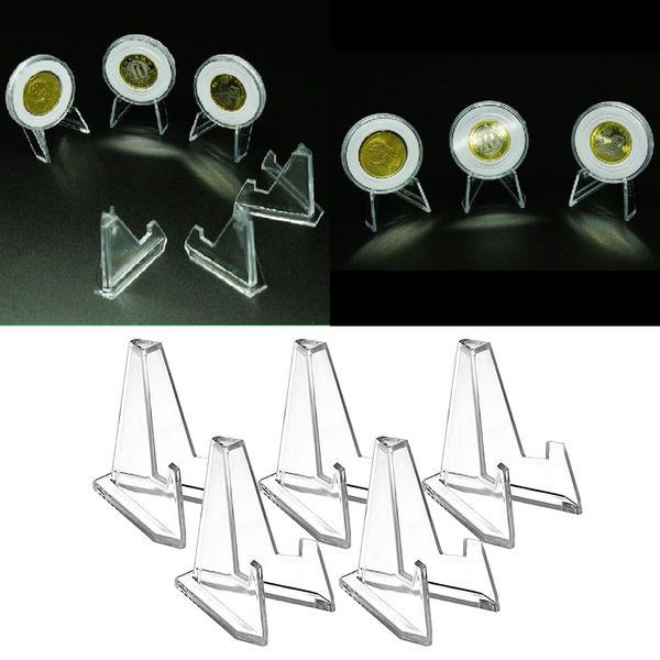 

5x clear coins display stands holder for medallions badges tokens medals