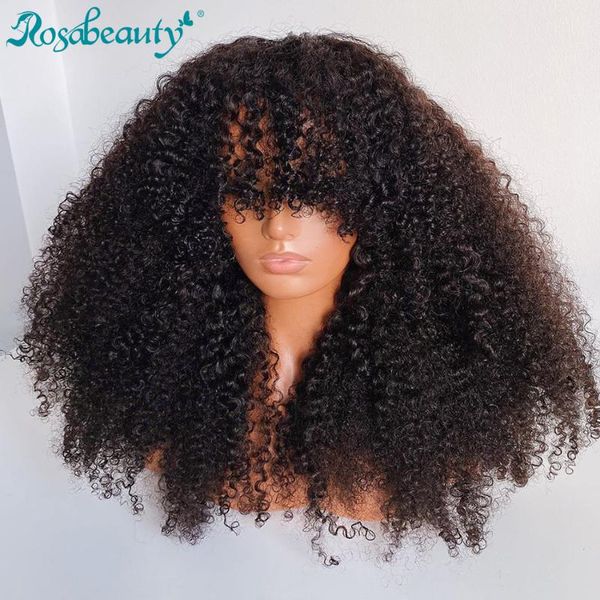 

lace wigs rosabeauty chenp kinky curly short bob front human hair with baby remy frontal wig for black women deep wave, Black;brown