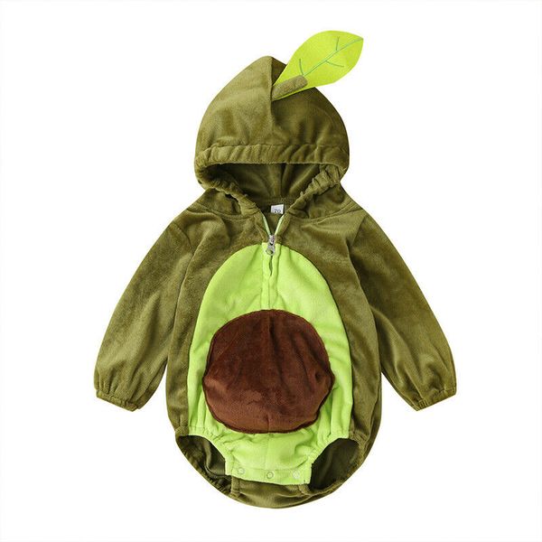 

2020 autumn winter warm toddler baby romper infant newborn baby boy girl cartoon avocado plush jumpsuit baby costumes, Blue
