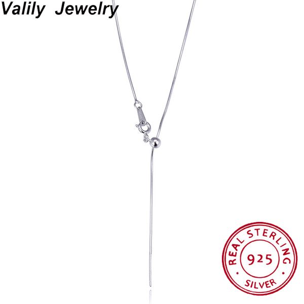 

valily genuine 925 sterling silver snakechain necklaces & pendants authentic simple silver choker necklaces jewelry adjustable, Golden;silver