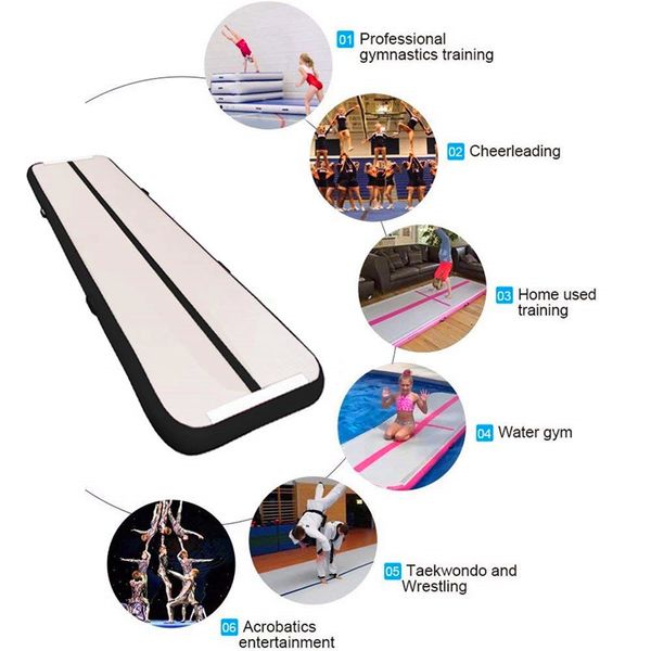 

4m long inflatable gymnastics air track tumbling mat air tumbling floor mats for home use, beach, park and water