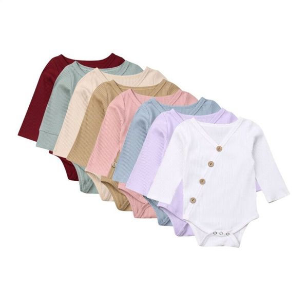 

kids newborn baby boy girl cotton long sleeve bodysuit jumpsuit linen clothes outfit, Blue