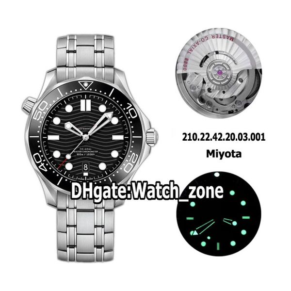 New Diver 300m 210.20.42.20.01.001 Preto Textura Dial 8800 Automatic Mens Watch SS pulseira de aço inoxidável Gents Relógios de luxo Watch_zone