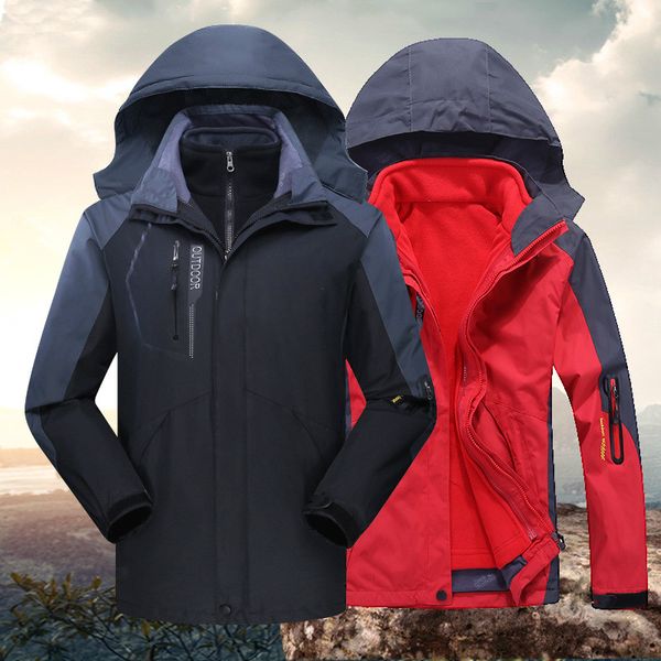 

3in1 waterproof sports outdoor charges of warm men and women mountaineering clothing windproof jacket fashion plus size coat, Blue;black