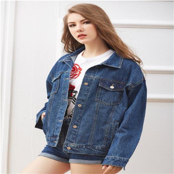 

autumn winter women hole denim jacket 2019 harajuku boyfriend wind jean jacket loose long sleeve female coats large size female, Black;brown