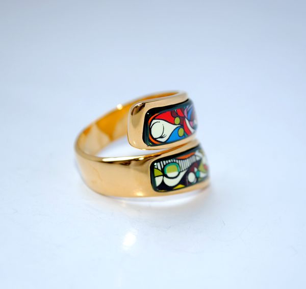 

woman before a mirror series rings 18k gold-plated enamel double curved ring ring for women brand rings designer jewelryr, Silver