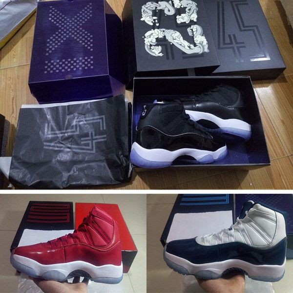 

xi 11s with box 11 mens basketball shoes 45 space jam gym red patent leather + nylon black concord bred women trainer gamma blue cool grey 2