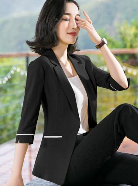 

the woman spring and autumn high-quality goods han version new fund tide individual character slender seven points sleeve suit coat / s-4xl, White;black