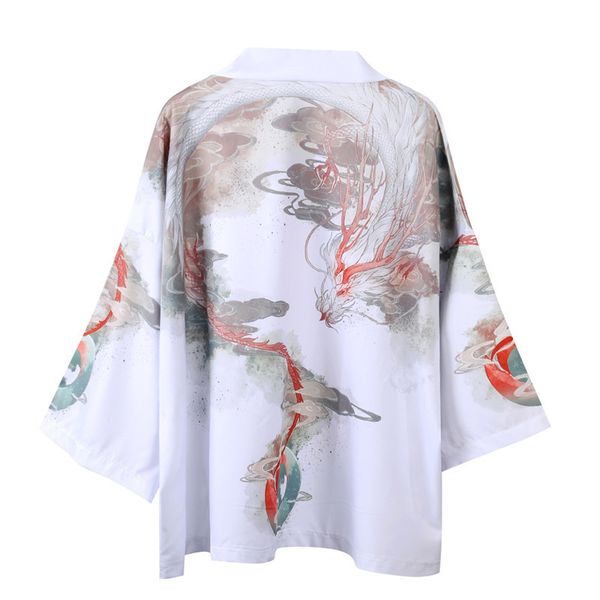 

chinese dragon women men blouse casual streetwear vintage samurai haori robe japanese style kimono yukata clothing, Red