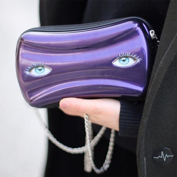 

женщины форма crossbody мешок личность женщин способ box сумка на ремень с широким письмом ремешка для багажа фиолетового