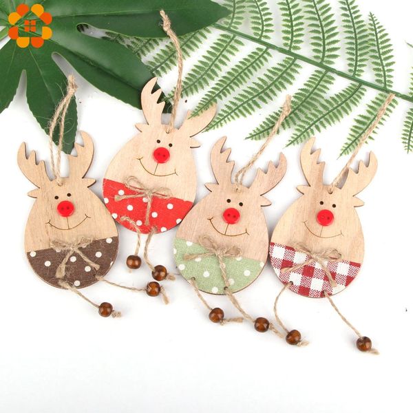 

2 шт. милый мультфильм рождественский олень деревянные подвески украшения на рождество елка украшение партии украшения дети подарки поставки