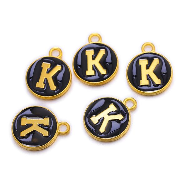 

оптовая 10pcs / серия черного золото 26 letters круглой форма подвеска подвеска для женщин браслет diy ювелирных изделий делая выводы горячи, Bronze;silver