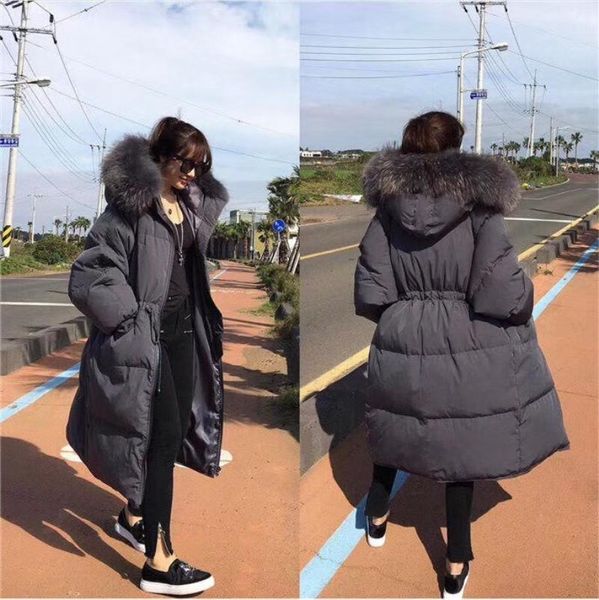 

south korea dongdaemun 2019 winter new style mid-length down jacket women's casual fashion loose-fit coat, Black;white