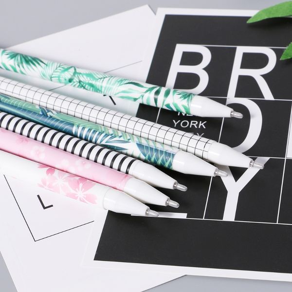 

6pcs green plants sakura gel pen kawaii school office supply stationery gift h7ec