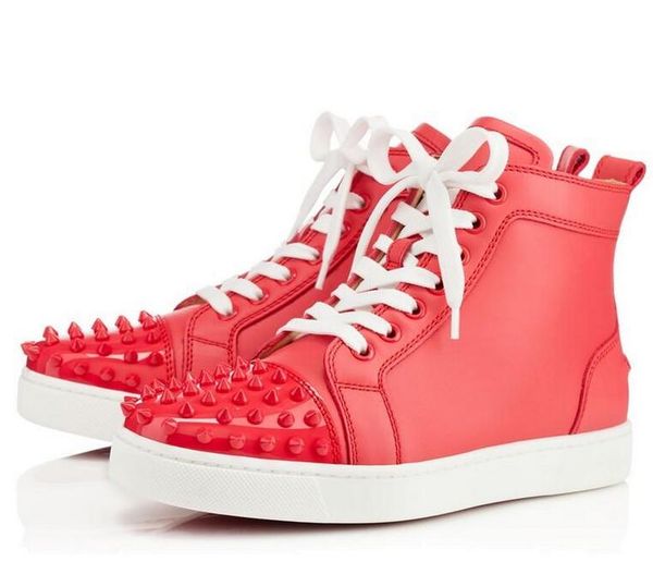 

designs men fashion shoes red bottom sneaker luxury party wedding shoes leather louisfalt spikes lace-up casual shoes black