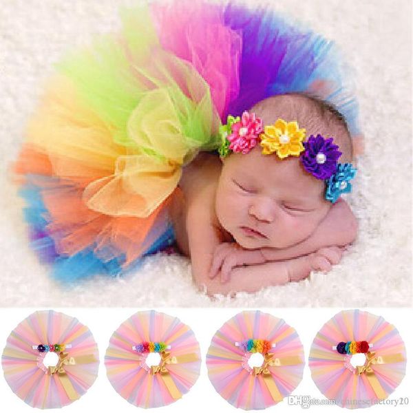 

ins newborn tutu skirt with flower headband 2pcs set baby girls birthday pgraphy props kids halloween princess party clothes 4 colors, Blue