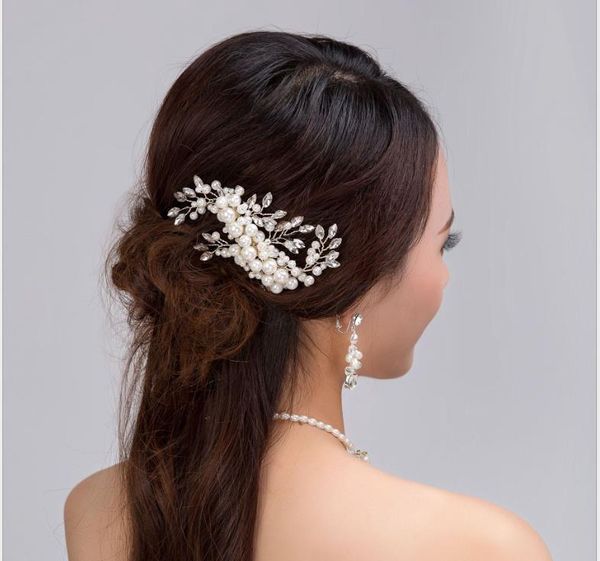 

handmade pearl расчесывают кристалл жемчужное ожерелье набор аксессуаров для новобрачных, Silver